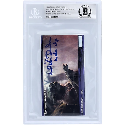 Nick Dudman Star Wars Autographed 1995 Topps The Empire Strikes Back Widevision #78 BGS Authenticated 10 Card with "Make Up" Inscription