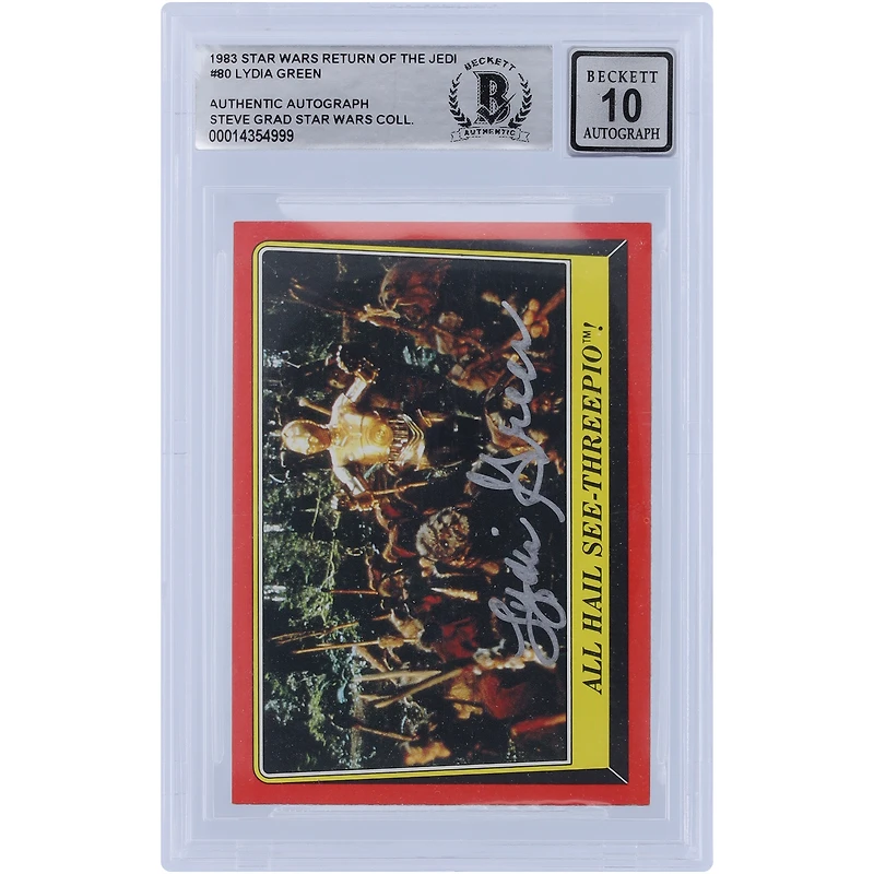 Lydia Green Star Wars Autographed 1983 Topps Return of the Jedi #80 BGS Authenticated 10 Card