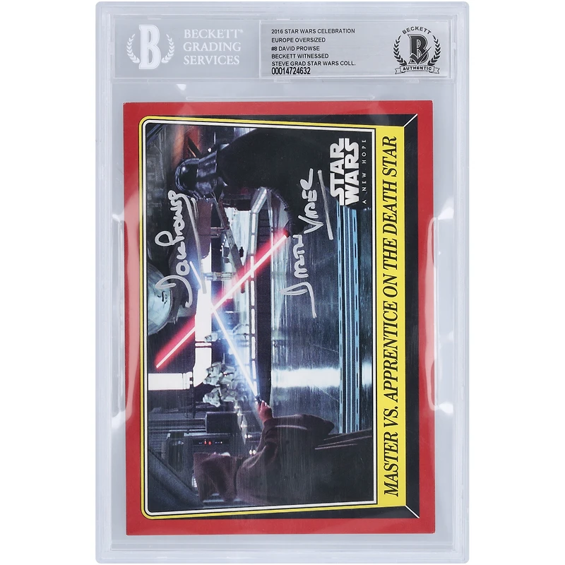 David Prowse Autographed 2016 Topps Star Wars Celebration Europe Oversized #8 BGS Authenticated Card with "Darth Vader" Inscription