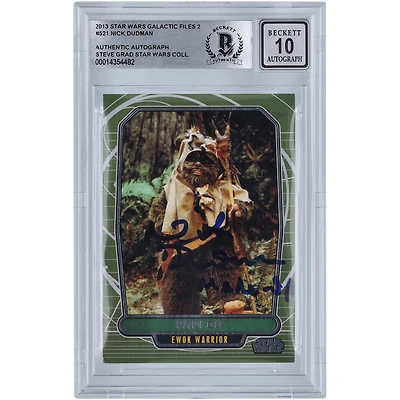 Nick Dudman Star Wars Autographed 2013 Topps Galactic Files 2 #521 BGS Authenticated 10 Card with "Make Up" Inscription