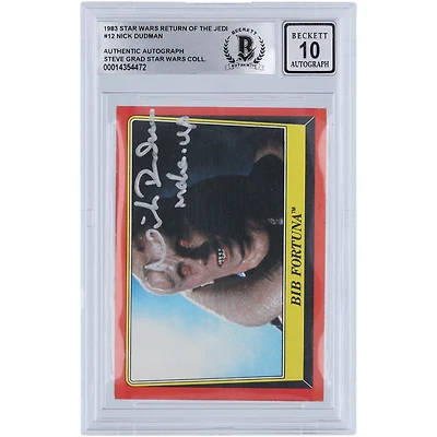 Nick Dudman Star Wars Autographed 1983 Topps Return of the Jedi #12 BGS Authenticated 10 Card with "Make Up" Inscription