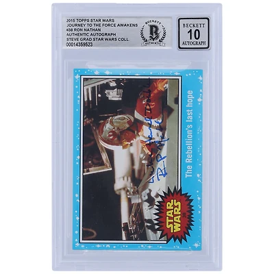 Ron Nathan Star Wars Autographed 2015 Topps Journey To The Force Awakens #38 BGS Authenticated 10 Card with "Luke Hand Double" Inscription