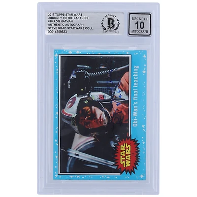 Ron Nathan Star Wars Autographed 2017 Topps Journey To The Last Jedi #18 BGS Authenticated 10 Card with "Luke Hand Double" Inscription