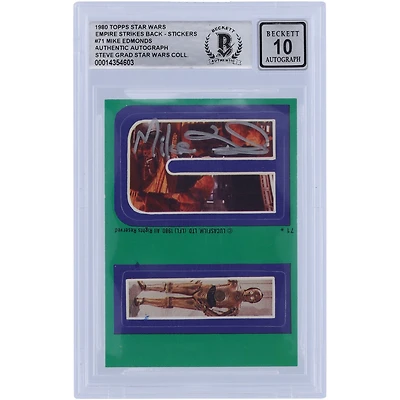Mike Edmonds Star Wars Autographed 1980 Topps The Empire Strikes Back Stickers #71 BGS Authenticated 10 Card