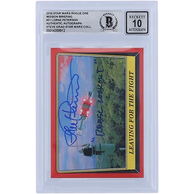 Lorne Peterson Star Wars Autographed 2016 Topps Rogue One #51 BGS Authenticated 10 Card with "Rebel Lookout" Inscription