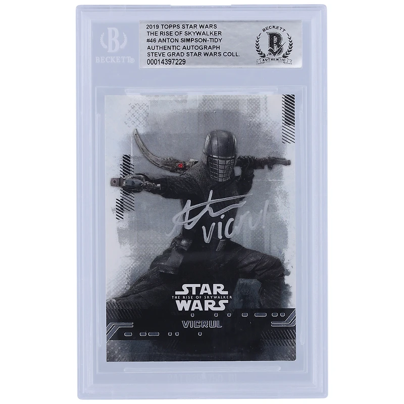 Anton Simpson-Tidy Star Wars Autographed 2019 Topps Rise of Skywalker #46 BGS Authenticated Card with "Vicrul" Inscription