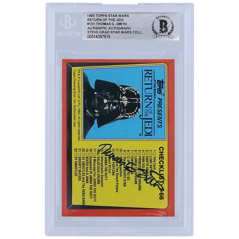 Thomas G. Smith Star Wars Autographed 1983 Topps Return of the Jedi #131 BGS Authenticated Card