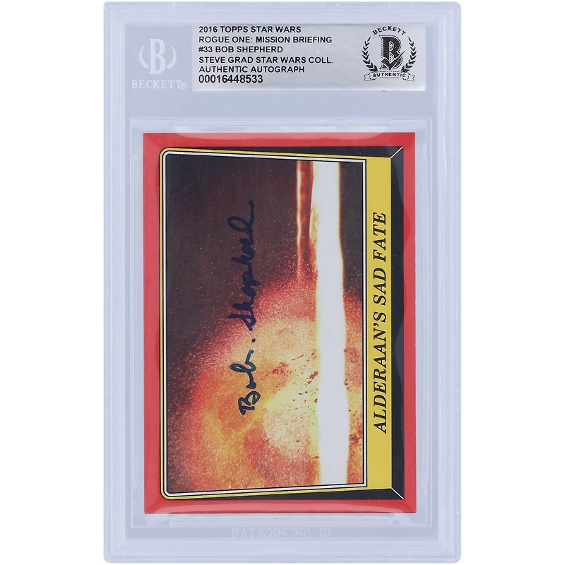 Bob Shepherd Star Wars Autographed 2016 Topps Rogue One Missing Briefing #33 BGS Authenticated Card
