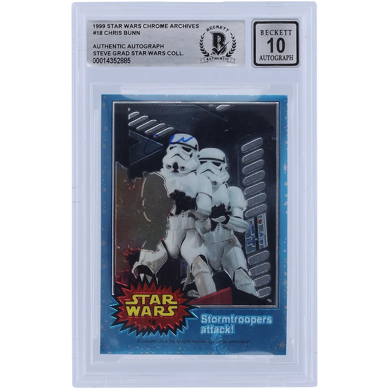 Chris Bunn Star Wars Autographed 1999 Topps Chrome Archives #18 BGS Authenticated 10 Card
