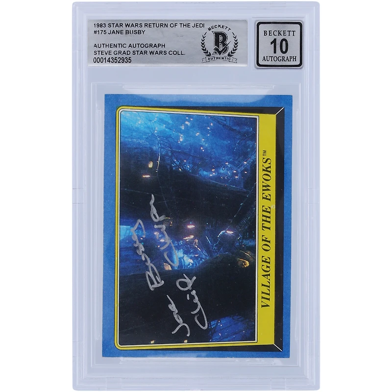 Jane Busby Star Wars Autographed 1983 Topps Return of the Jedi #175 BGS Authenticated 10 Card with "Chief Chirpa" Inscription - Silver Ink