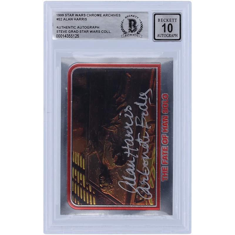 Alan Harris Star Wars Autographed 1999 Topps Chrome Archives #52 BGS Authenticated 10 Card with "Carbonite Body" Inscription