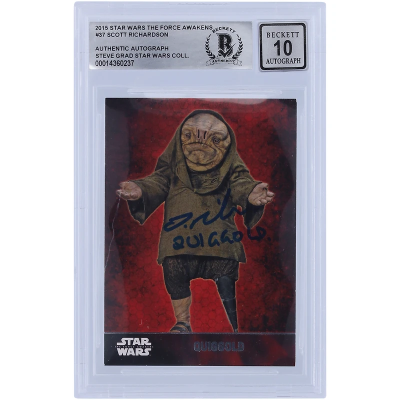 Scott Richardson Autographed 2015 Topps Star Wars The Force Awakens #37 BGS Authenticated 10 Card with "Quiggold" Inscription