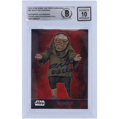 Scott Richardson Autographed 2015 Topps Star Wars The Force Awakens #37 BGS Authenticated 10 Card with "Quiggold" Inscription