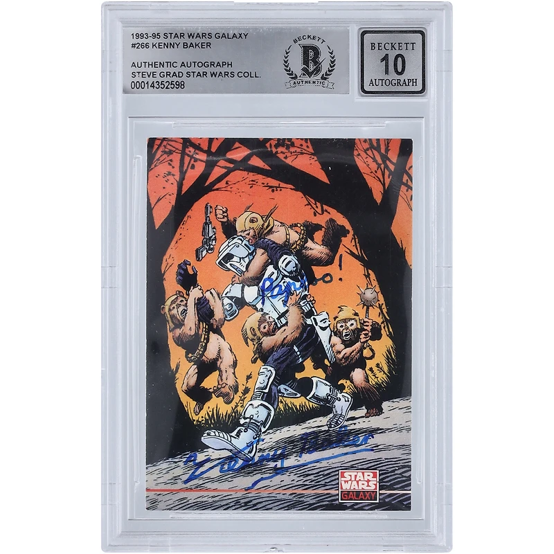 Kenny Baker Autographed 1993-95 Topps Star Wars Galaxy #266 BGS Authenticated 10 Card with "Paploo!" Inscription