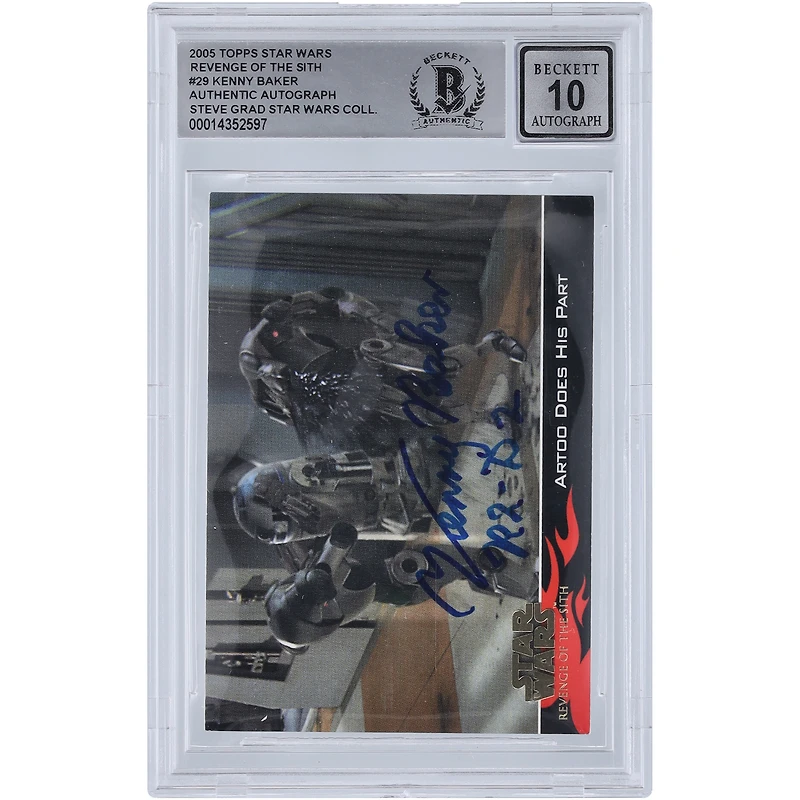 Kenny Baker Autographed 2005 Topps Star Wars Revenge of the Sith #29 BGS Authenticated 10 Card with "R2-D2" Inscription