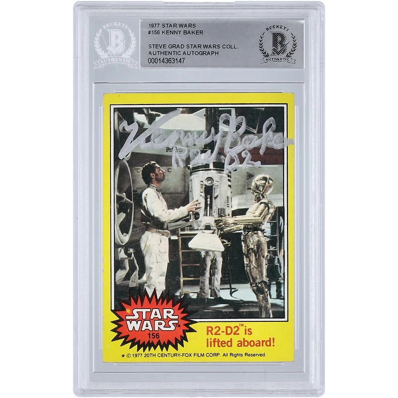 Kenny Baker Autographed 1977 Topps Star Wars #156 BGS Authenticated Card with "R2-D2" Inscription