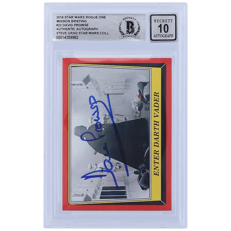 David Prowse Autographed 2016 Topps Star Wars Rogue One Darth Vader #22 BGS Authenticated 10 Card