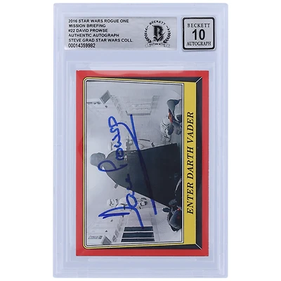 David Prowse Autographed 2016 Topps Star Wars Rogue One Darth Vader #22 BGS Authenticated 10 Card