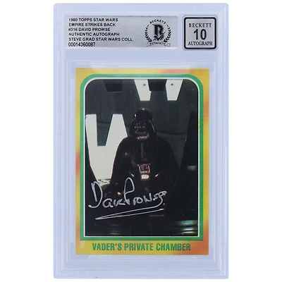 David Prowse Star Wars Autographed 1980 Topps The Empire Strikes Back Darth Vader #316 BGS Authenticated 10 Card