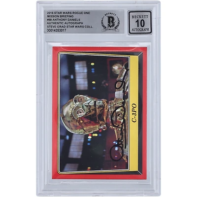Anthony Daniels Autographed 2016 Topps Star Wars Rogue One Mission Briefing C-3PO #98 BGS Authenticated 10 Card