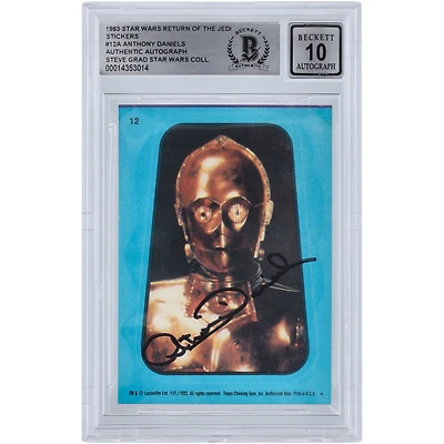 Anthony Daniels Star Wars Autographed 1983 Topps Return of the Jedi Stickers C-3PO #12A BGS Authenticated 10 Card