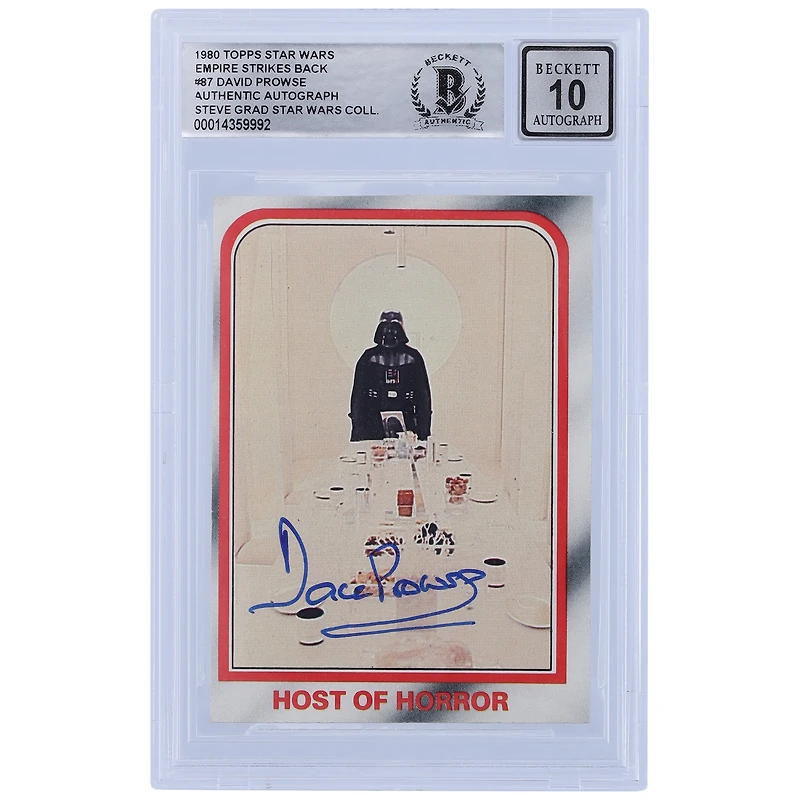 David Prowse Star Wars Autographed 1980 Topps The Empire Strikes Back Darth Vader #87 BGS Authenticated 10 Card