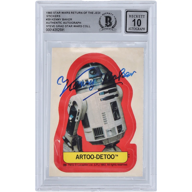 Kenny Baker Star Wars Autographed 1983 Topps Return of the Jedi Sticker #39 BGS Authenticated 10 Card