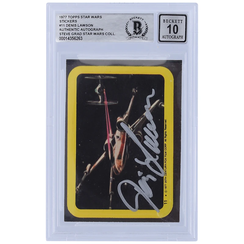 Denis Lawson Autographed 1977 Topps Star Wars Series 1 Sticker #11 BGS Authenticated 10 Card