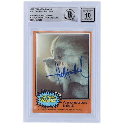 Carroll Ballard Star Wars Autographed 1977 Topps Star Wars Series 1 #281 BGS Authenticated 10 Card