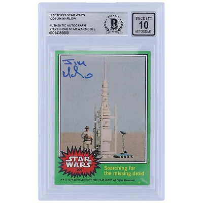 Jim Marlow Autographed 1977 Topps Star Wars Series 1 #206 BGS Authenticated 10 Card