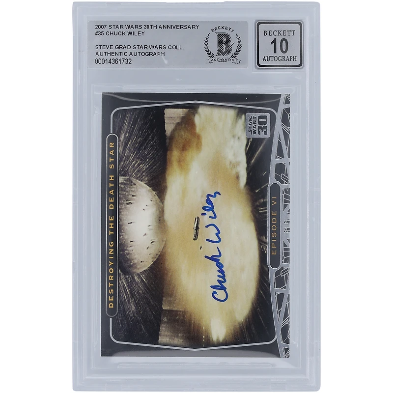 Chuck Wiley Star Wars Autographed 2007 Topps 30th Anniversary #35 BGS Authenticated 10 Card