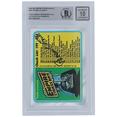 Thomas G. Smith Star Wars Autographed 1980 Topps The Empire Strikes Back #264 BGS Authenticated 10 Card