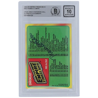 Thomas G. Smith Star Wars Autographed 1980 Topps The Empire Strikes Back #352 BGS Authenticated 10 Card