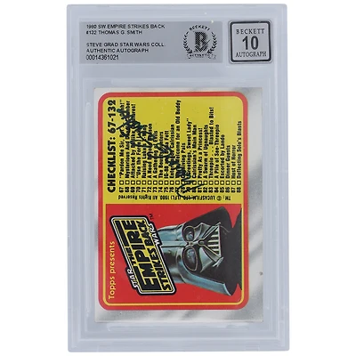 Thomas G. Smith Star Wars Autographed 1980 Topps The Empire Strikes Back #132 BGS Authenticated 10 Card
