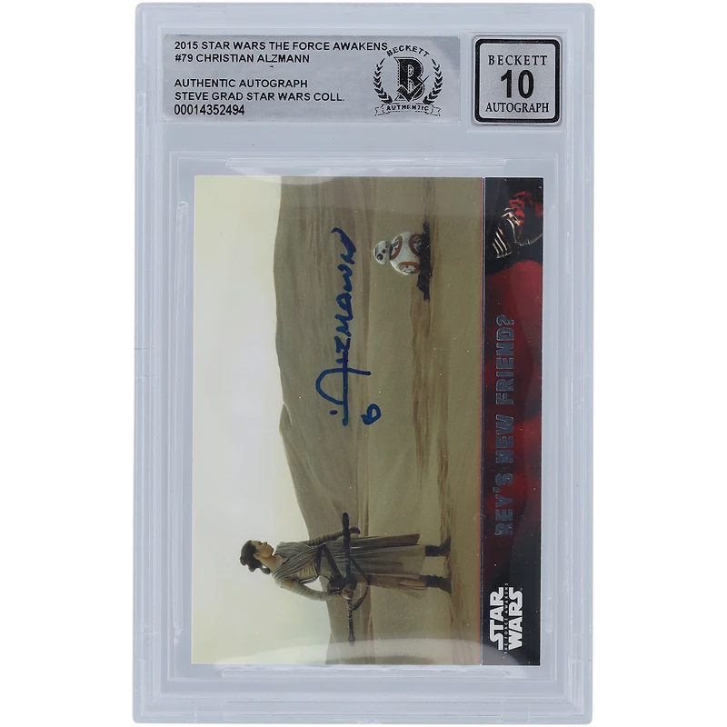 Christian Alzmann Star Wars Autographed 2015 Topps The Force Awakens #79 BGS Authenticated 10 Card