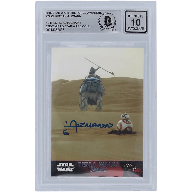 Christian Alzmann Star Wars Autographed 2015 Topps The Force Awakens #77 BGS Authenticated 10 Card