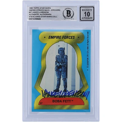 Vance Lorenzini Star Wars Autographed 1980 Topps The Empire Strikes Back Stickers #57 BGS Authenticated 10 Card