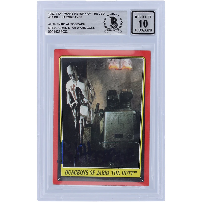 Bill Hargreaves Star Wars Autographed 1983 Topps Return of the Jedi #18 BGS Authenticated 10 Card