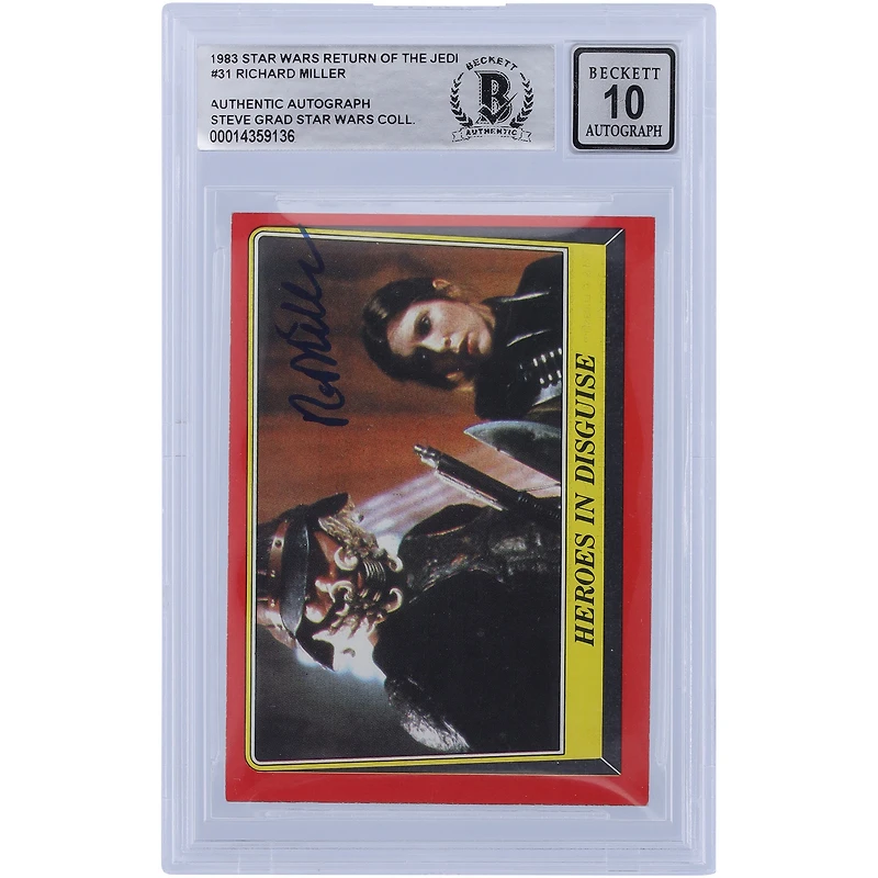 Richard Miller Star Wars Autographed 1983 Topps Return of the Jedi #31 BGS Authenticated 10 Card