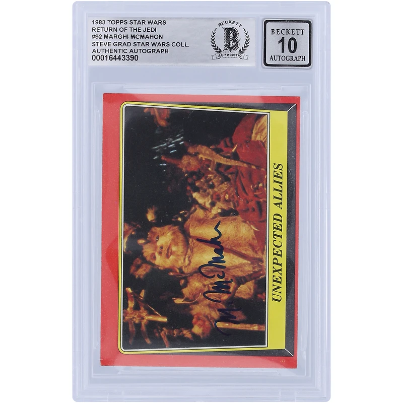 Marghi McMahon Star Wars Autographed 1983 Topps Return of the Jedi #92 BGS Authenticated 10 Card