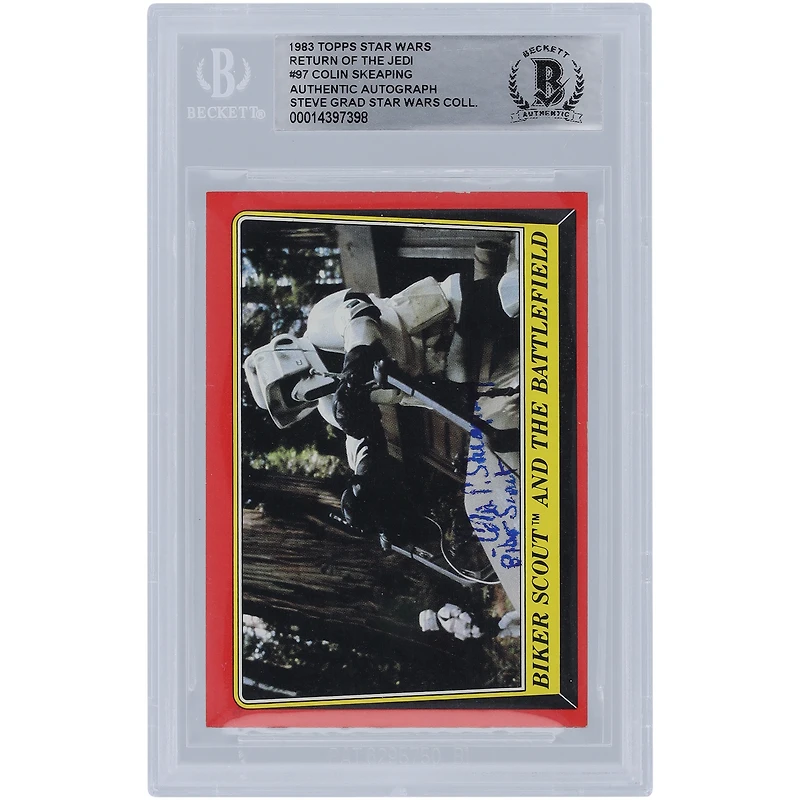 Colin Skeaping Star Wars Autographed 1983 Topps Return of the Jedi #97 BGS Authenticated Card with "Biker Scout" Inscription