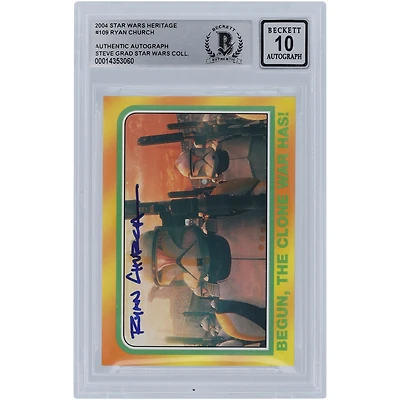 Ryan Church Star Wars Autographed 2004 Topps Heritage #109 BGS Authenticated 10 Card
