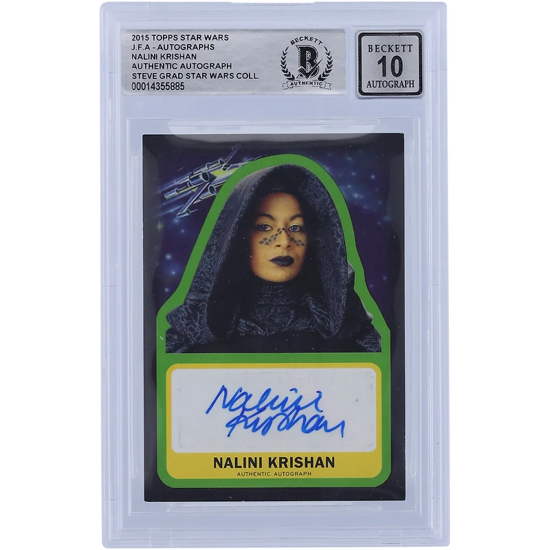 Nalini Krishan Star Wars Autographed 2015 Topps Journey To The Force Awakens #NK BGS Authenticated 10 Card