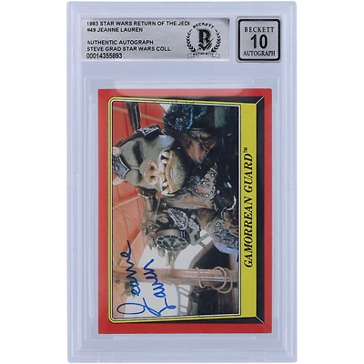 Jeanne Lauren Star Wars Autographed 1983 Topps Return of the Jedi #49 BGS Authenticated 10 Card