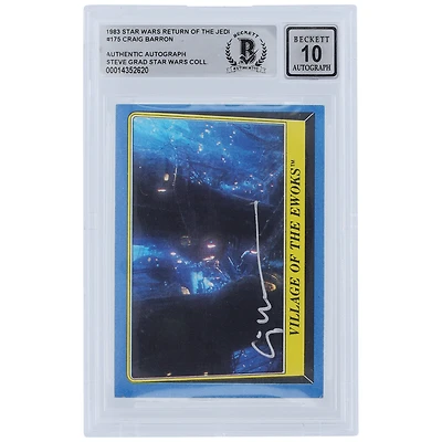 Craig Barron Star Wars Autographed 1983 Topps Return of the Jedi #175 BGS Authenticated 10 Card