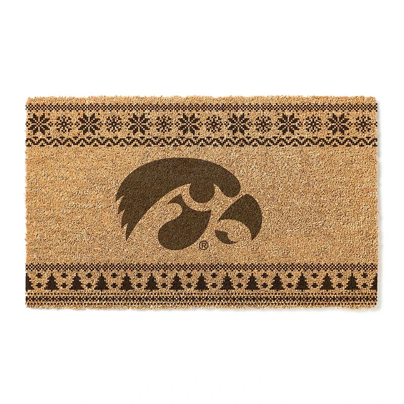 Iowa Hawkeyes 18" x 30" Holiday Coir Doormat