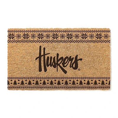 Nebraska Huskers 18" x 30" Holiday Coir Doormat