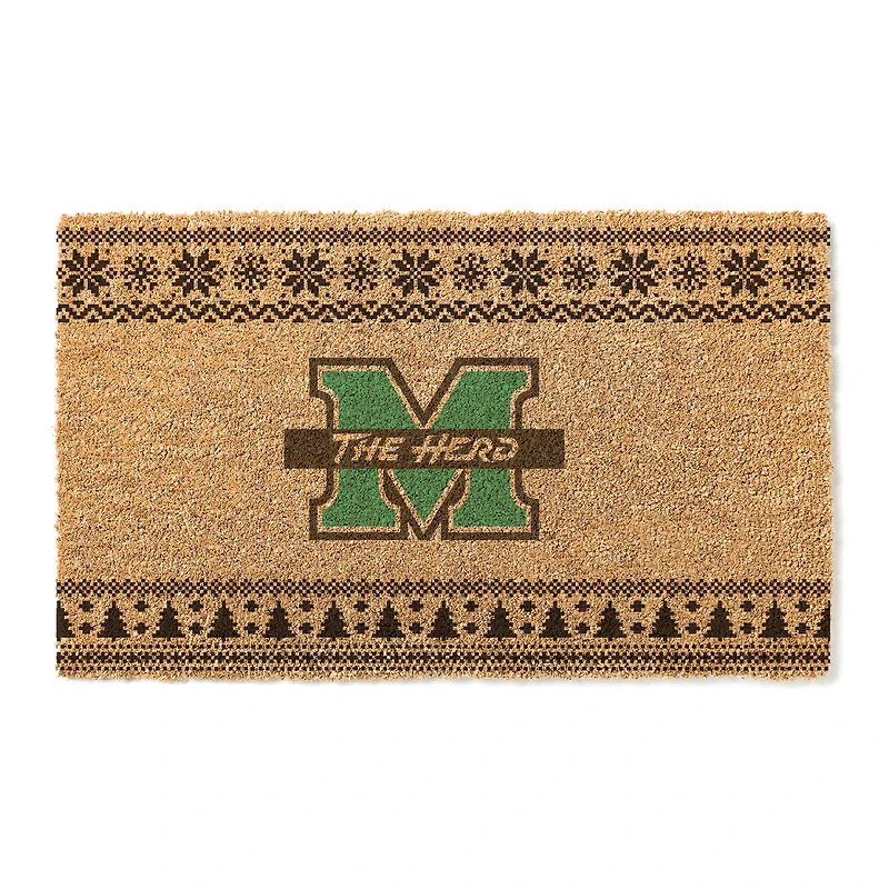 Marshall Thundering Herd 18" x 30" Holiday Coir Doormat