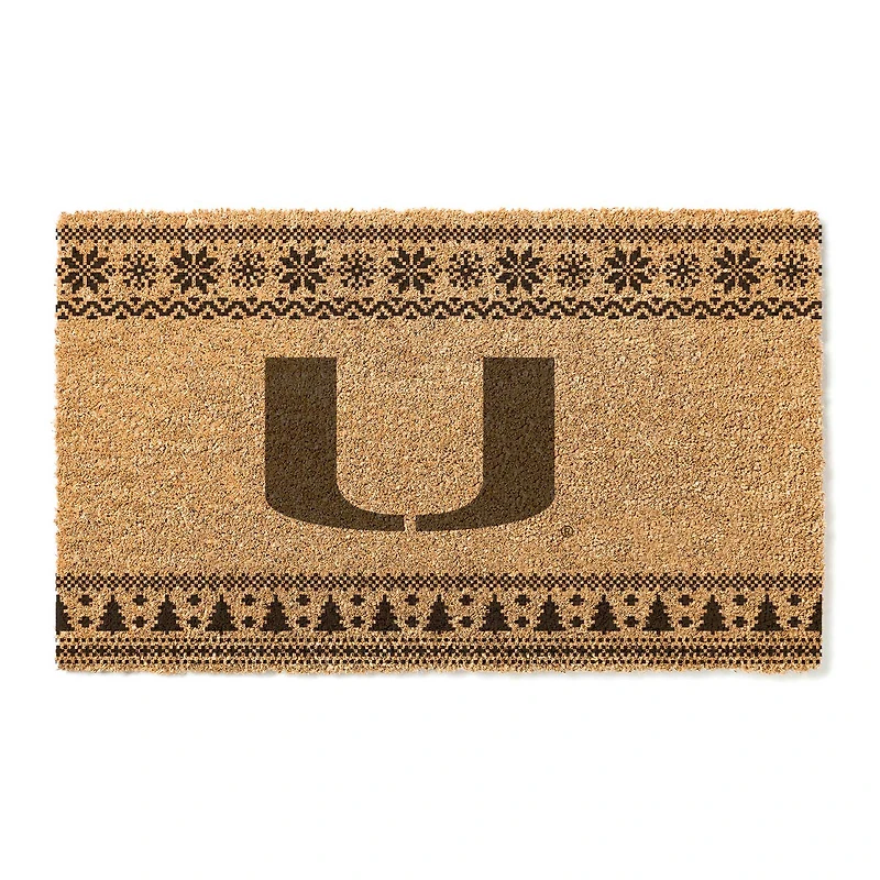 Miami Hurricanes 18" x 30" Holiday Coir Doormat