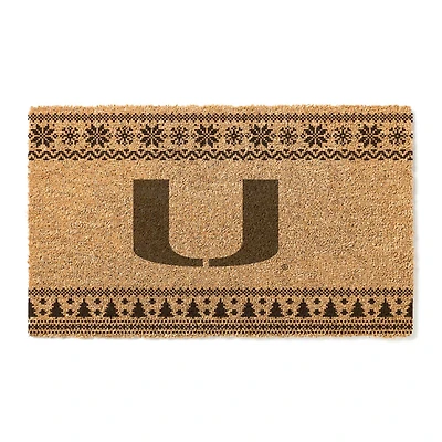 Miami Hurricanes 18" x 30" Holiday Coir Doormat
